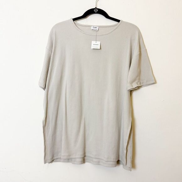 Cotton On Bella Drop Shoulder Short Sleeve Top Loose Fit with Side Slits, Size L - Picture 3 of 9